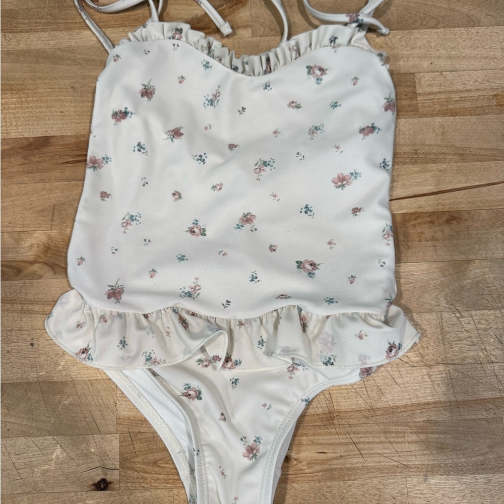 Jamie Kay Floral Kids Swim One Piece - Cream and Pink